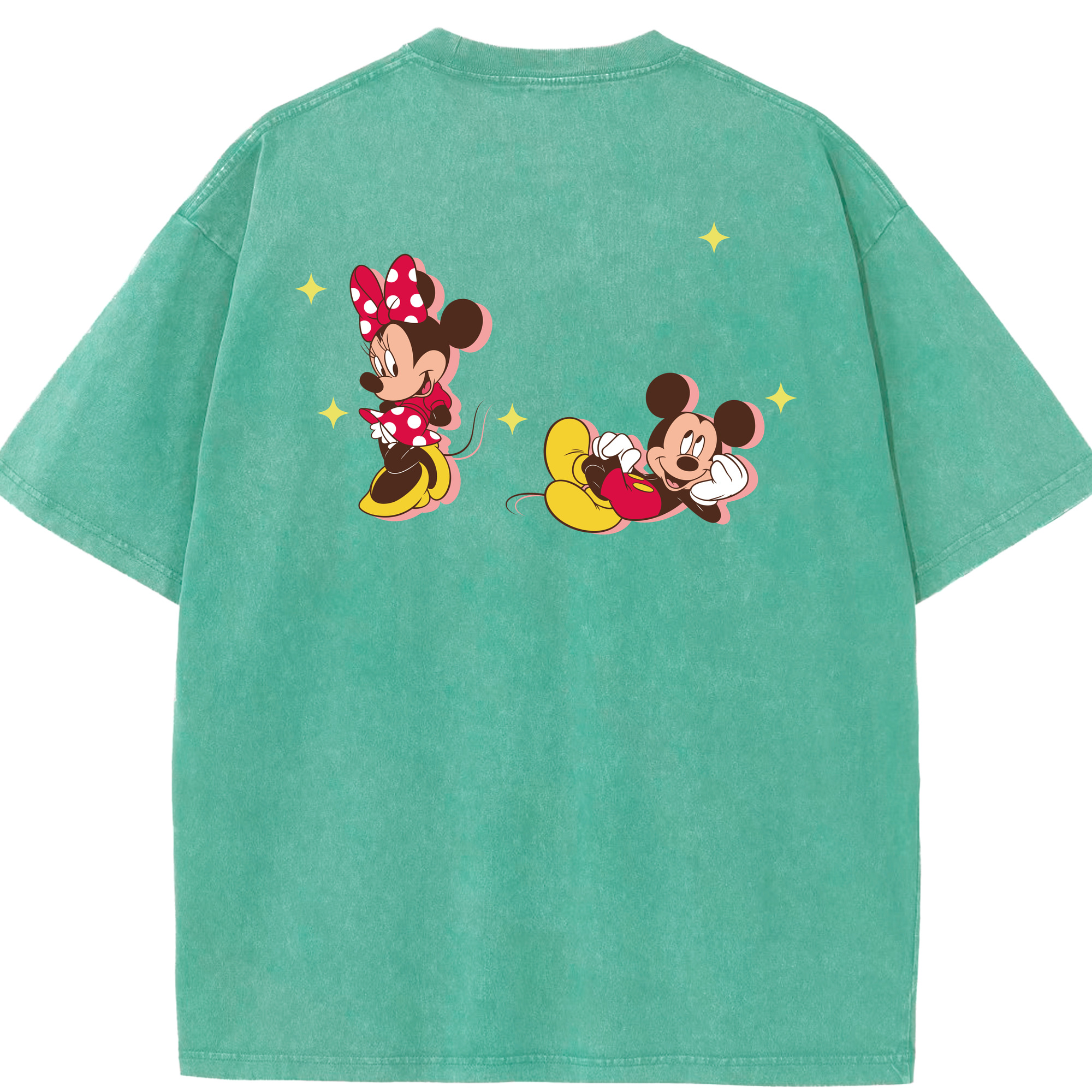 （画像用） ミッキーマウス Mickey Mouse 綿100% ヴィンテージ風 半袖Tシャツ（背面プリント）
